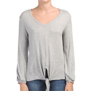NWT! Tie Front Waffle Knit Top